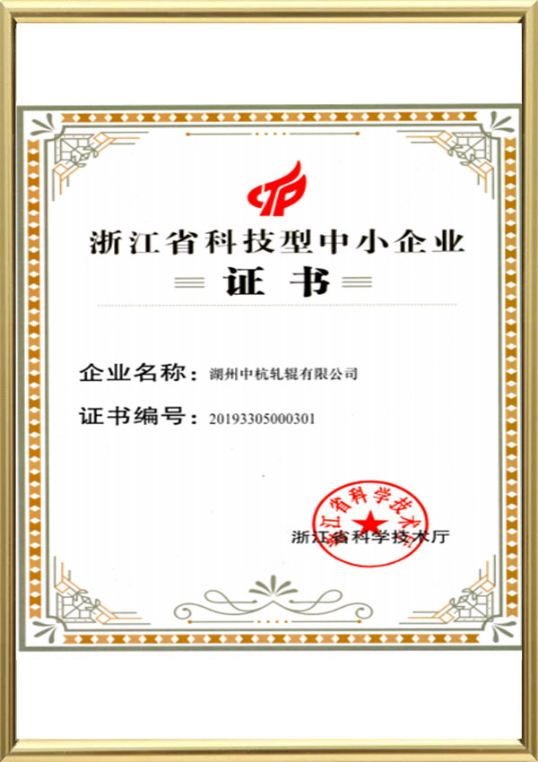 Zhejiang Province Science and Technology Small and Medium sized Enterprise Certificate